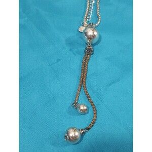 Silver Necklace 34in +3 Chain with Silver Balls.